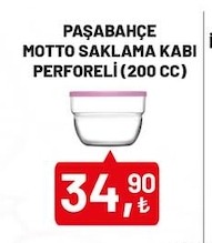 Paşabahçe Motto Saklama Kabı Perforeli (200 Cc)