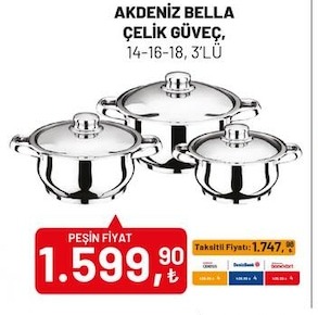 Akdeniz Bella Çelik Güveç, 3 Lü