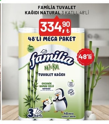 Familia Tuvalet Kağıdı Natural 3 Katlı 48'Li