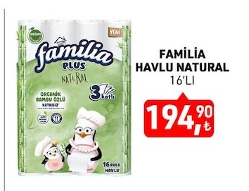 Familia Plus Natural Havlu 16'Lı