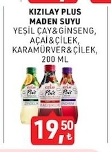 Kızılay Plus Maden Suyu Yeşil Çay&Ginseng, Acai&Çilek, Karamürver&Çilek 200Ml