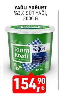 Yağli Yoğurt %3,8 Süt Yaği, 3000 G