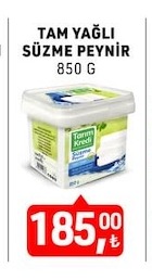 Tarm Kred Tam Yagli Süzme Peynir 850 G