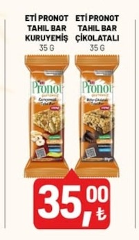 Eti Pronot Tahil Bar Kuruyemiş 35G Eti Pronot Tahil Bar Çikolatalı 35G