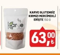 Karve Glutensiz Kırmızı Mercimekli Erişte 150 G