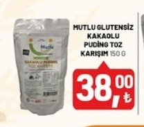 Mutlu Glutensiz Kakaolu Puding Toz Karışım 150 G