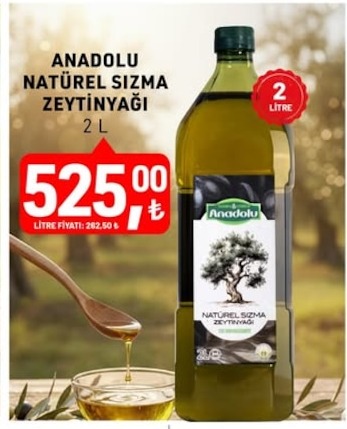 Anadolu Natürel Sızma Zeytinyağı 2L