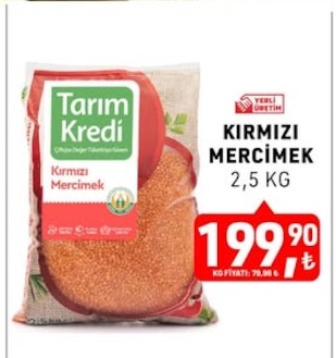 Tarım Kredi Kırmızı Mercimek 2.5 Kg
