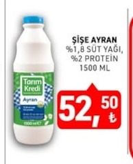 Şişe Ayran %1,8 Süt Yağı, %2 Protein 1500Ml