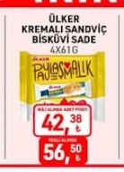 Ülker Kremalı Sandviç Bisküvi Sade 4X61G