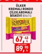 Ülker Kremali Rondo Çilek Aromali Bisküvi 8X61G