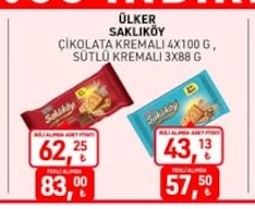 Ülker Sakliköy Çikolata Kremali 4X100 G , Sütlü Kremali 3X88 G