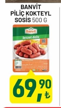 Banvit Piliç Kokteyl Sosis 500 G
