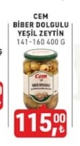Cem Biber Dolgulu Yeşil Zeytin 400G