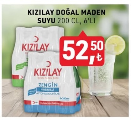 Kızılay Doğal Maden Suyu 200Cl, 6'Lı