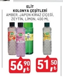 Elit Kolonya Çeşitleri Amber, Japon Kiraz Çiçeği, Zeytin, Limon 400 Ml