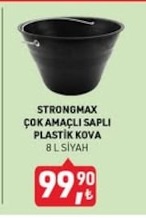 Strongmax Çok Amaçlı Saplı Plastik Kova 8 L Siyah