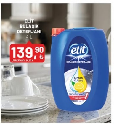 Elit Bulaşık Deterjanı Limon Kokulu 4L