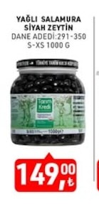 Yağli Salamura Siyah Zeytin 1000 G