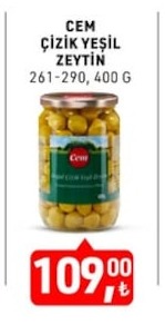 Cem Çizik Yeşil Zeytin 261-290, 400 G