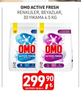Omo Active Fresh Renkliler Beyazlar 4.5 Kg