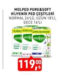 Molped Pure&Soft Hijyenik Ped Çeşitleri Normal 24'Lü, Uzun 18'Li, Gece 16'Lı