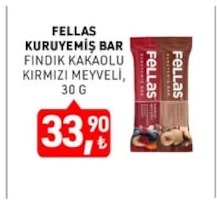 Fellas Kuruyemiş Bar Fındık Kakaolu Kırmızı Meyveli, 30 G