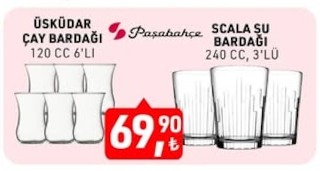 Üsküdar Çay Bardağı 120 Cc 6'Li Ve Scala Su Bardağı 240 Cc 3'Lü