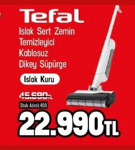 Tefal Islak Sert Zemin Temizleyici Kablosuz Dikey Süpürge