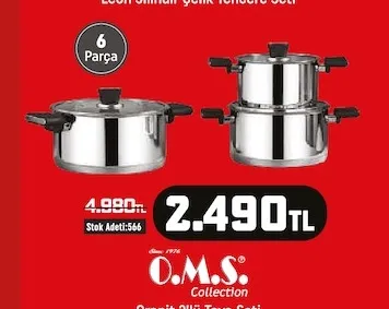 O.M.S. Leon Silindir Çelik Tencere Seti