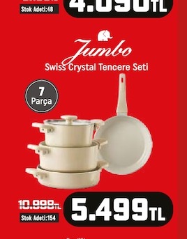 Jumbo Swiss Crystal Tencere Seti 7 Parça