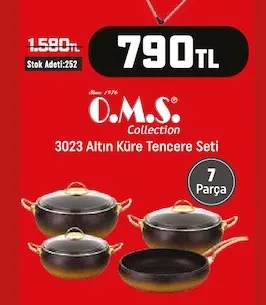 O.M.S. Collection 3023 Altın Küre Tencere Seti