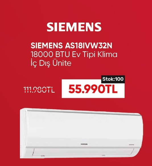 Siemens As18Ivw32N 18000 Btu Ev Tipi Klima İç Dış Ünite