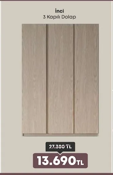 İnci 3 Kapılı Dolap