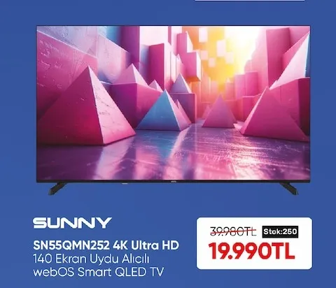 Sunny Sn55Qmn252 4K Ultra Hd 140 Ekran Uydu Alıcılı Webos Smart Qled Tv