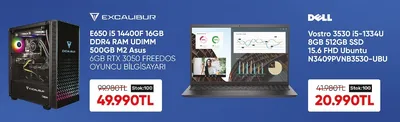 Excalibur E650 I5 14400F 16Gb Ddr4 Ram Udimm 500Gb M2 Asus 6Gb Rtx 3050 Freedos Oyuncu Bilgisayari