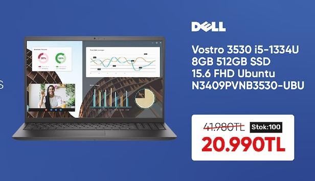 Dell Vostro 3530 I5-1334U 8Gb 512Gb Ssd 15.6 Fhd Ubuntu