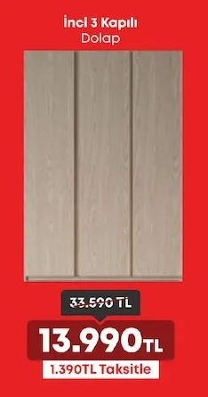 İnci 3 Kapılı Dolap