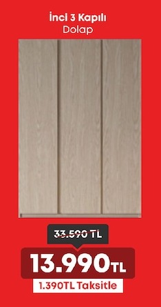 İnci 3 Kapılı Dolap