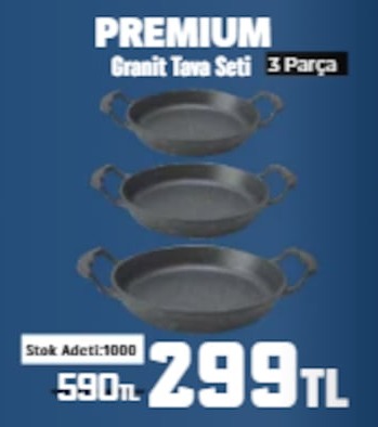 Premium Granit Tava Seti 3 Parça