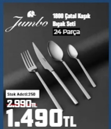 Jumbo 1800 Çatal Kaşık Bıçak Seti 24 Parça