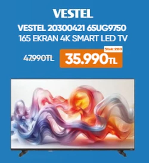 Vestel 20300421 65Ug9750 165 Ekran 4K Smart Led Tv