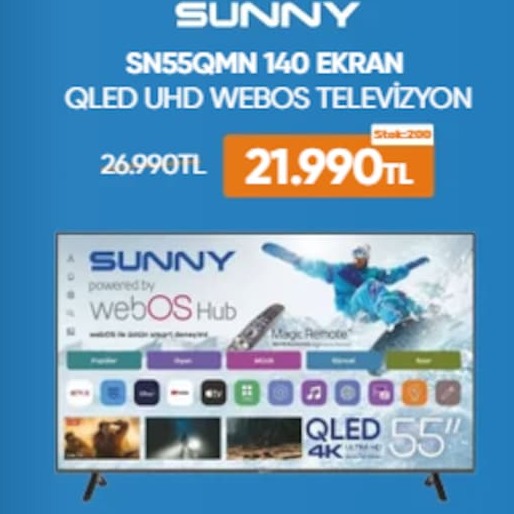 Sunny Sn55Qmn 140 Ekran Qled Uhd Webos Televizyon