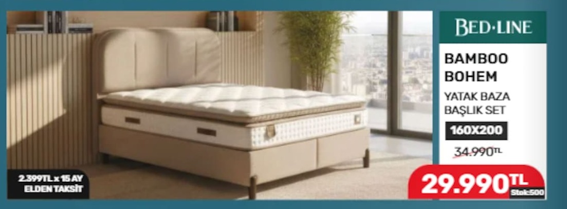 Bamboo Bohem Yatak Baza Başlık Set 160X200