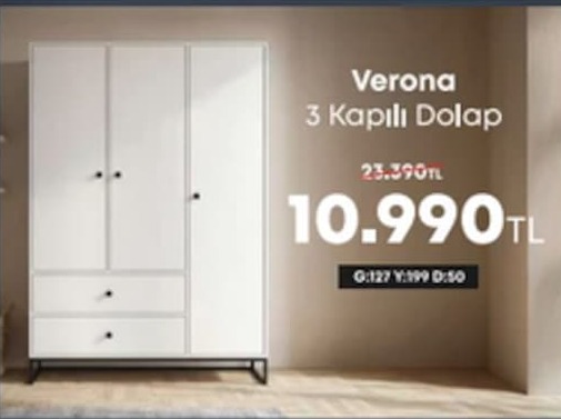 Verona 3 Kapılı Dolap