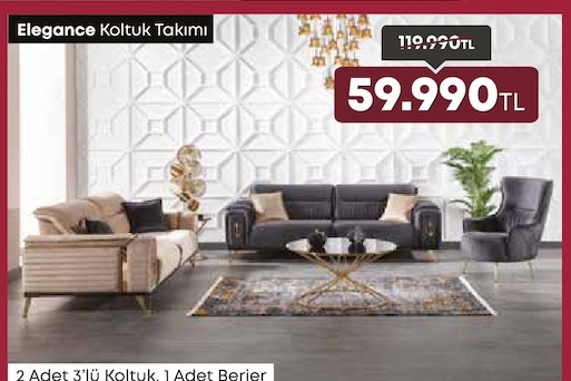 Elegance Koltuk Takimi 2 Adet 3'Lü Koltuk, 1 Adet Berjer