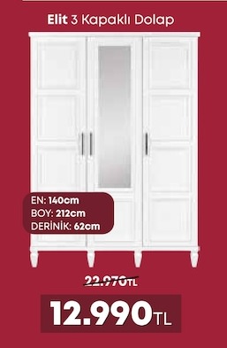 Elit 3 Kapaklı Dolap