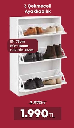 3 Çekmeceli Ayakkabılık