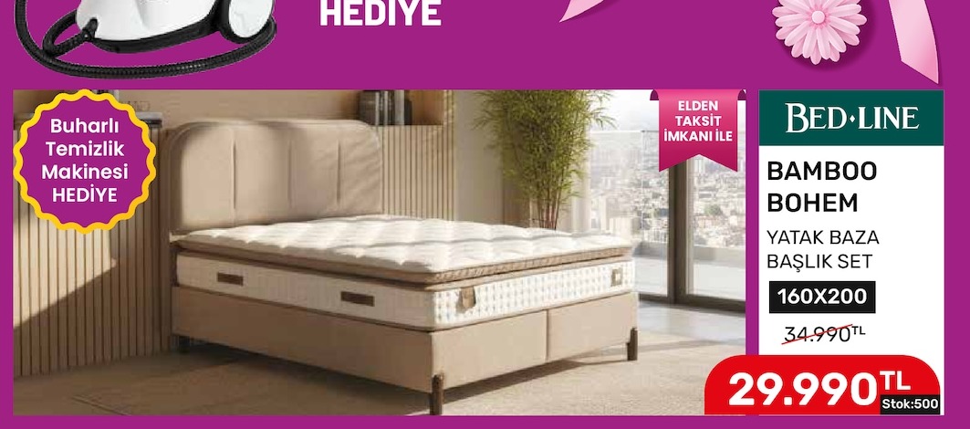 Bed-Line Bamboo Bohem Yatak Baza Başlık Set