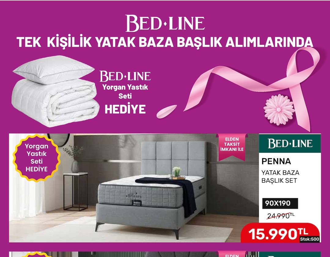 Bed-Line Penna Yatak Baza Başlik Set 90X190